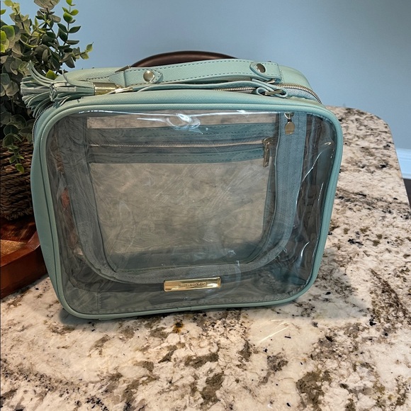 Transparent Aqua Cosmetic Bag Fits so much! - Picture 1 of 7